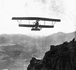 A Lohner B.I airplane of the Spanish Army returning to its base in the Tetuan area in 1913.