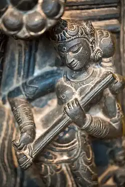 Saraswati playing an alapini vina, Bangladesh, Pala period 10th–12th century AD