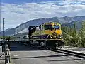 Alaska Railroad passenger train at the Denali National Park depot.