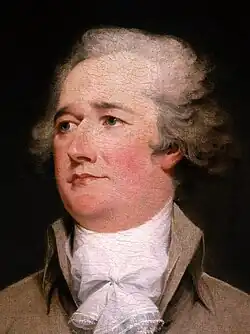 Formal portrait of Thomas Jefferson, part of a dual image of Jefferson and Hamilton