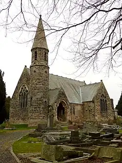 Church of All Saints, Harlow Hill, a Victorian Gothic Revival church with round tower and spire