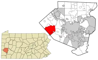 Location in Allegheny County and state of Pennsylvania