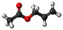 Ball-and-stick model of the allyl acetate molecule