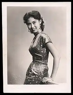 Indonesian actress Aminah Cendrakasih in cheongsam