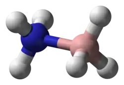 Ball and stick model of ammonia borane