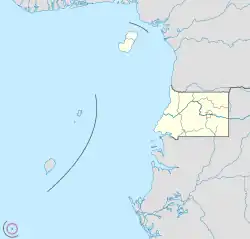 Annobón circled in red, within Equatorial Guinea (far southwestern corner of the map)