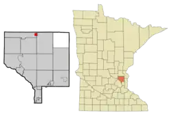 Location of the city of Bethel within Anoka County, Minnesota