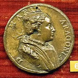 Medal of Maria d'Aragona, wife of Alfonso III d'Avalos
