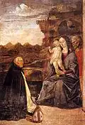 Holy Family with Bishop Domenico of Imola (1496)