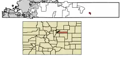 Location of the Town of Deer Trail in the Arapahoe County, Colorado.