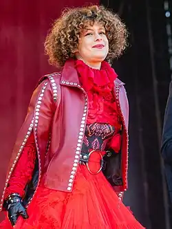 Chassagne performing with Arcade Fire in 2024