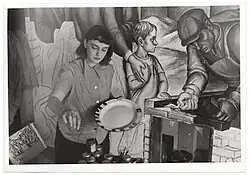 Marion Greenwood (1940) painting a WPA Federal Art Project.