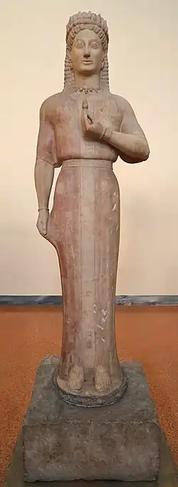 Phrasikleia Kore on display at the National Archaeological Museum of Athens