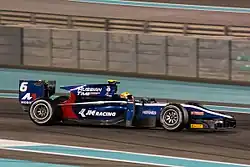 Arjun Maini with the Russian Time team at the Abu Dhabi F2 post season test
