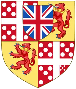 The 1st Duke of Wellington was given an augmentation of the Flag of the United Kingdom in the form of a shield.[2]