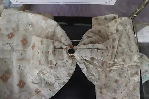 A Dhakai muslin saree, produced by Bangladesh Handloom Board under the project "Bangladesh Muslin Golden Heritage of Technology Reviving the Technology of Muslin Golden Heritage"