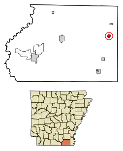 Location of Portland in Ashley County, Arkansas.