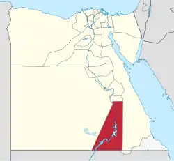 Aswan Governorate on the map of Egypt