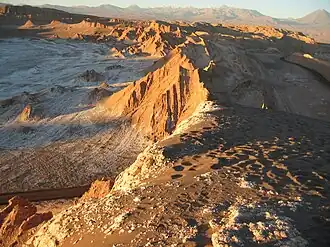A landscape resembling a lunar crater