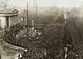Crowds in front of the parliament building in Vienna on the day of the proclamation of the Republic of German-Austria on November 12, 1918