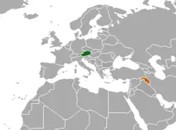 Map indicating locations of Austria and Kurdistan Region