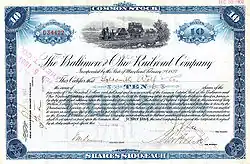 Baltimore and Ohio Railroad stock certificate, 1903