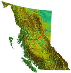 Coastal GasLink route. Wetʼsuwetʼen territory is in the white square