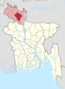 Location of Rangpur District in Bangladesh