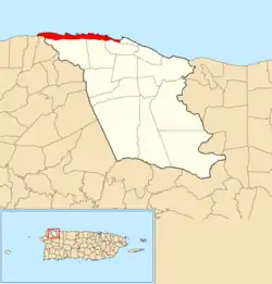 Location of Bajura within the municipality of Isabela shown in red