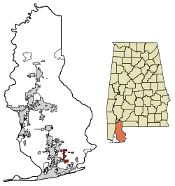 Location of Elberta in Baldwin County, Alabama.
