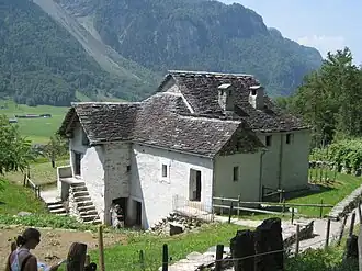 A Ticino style farm house at the Ballenberg Museum, which is partly in Hofstetten bei Brienz