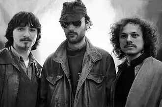 Azra promotional photo. Left to right: Hrnjak, Štulić, Leiner.