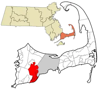 Location in Barnstable County and the state of Massachusetts.
