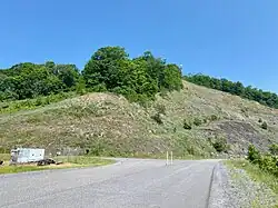 Upper reservoir directly behind the top of the mountain[11]