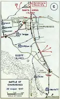 Map of the battle of Churubusco