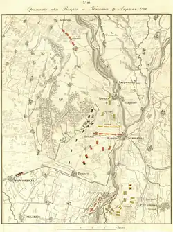 Combats of Vaprio and Cassano A – The initial Allied position from the evening of 26 April B – The troops' position at the battle itself on 27 April