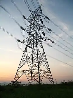 A lattice tower of the transmission line in Santo Tomas, Batangas.