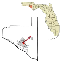 Location in Bay County and the state of Florida