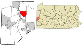 Location in Beaver County and state of Pennsylvania