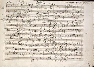 Incipit of Mozart's String Quartet No. 19 in C major.