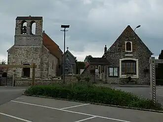 The church and town hall of Bellebrune