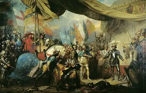 Edward, The Black Prince, receiving King John of France after the Battle of Poitiers, 1788