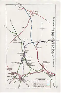 Railway lines around Nostell in 1911