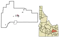 Location of Groveland in Bingham County, Idaho.
