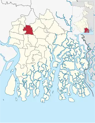 Location of Bishnupur I community development block in South 24 Parganas district