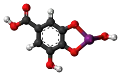 Ball-and-stick model of the bismuth subgallate molecule