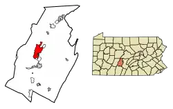 Location of Altoona in Blair County, Pennsylvania.