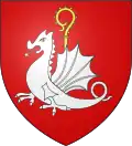 On the coat of arms of Sablon (neighborhood on which the amphitheater was located and where the dragon is said to have been slain), appears the heraldic representation of Graoully, pierced with the cross of Saint Clement