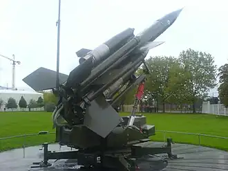RAF Bristol Bloodhound missile outside the Royal Air Force Museum London in Hendon, London