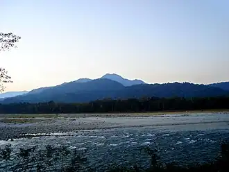A view of mountains from the Manas.